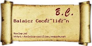 Balaicz Cecílián névjegykártya